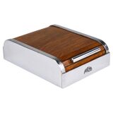 Carl Aubock rolling shutter storage box from the 1930s, cigarette dispenser, walnut, Vienna
