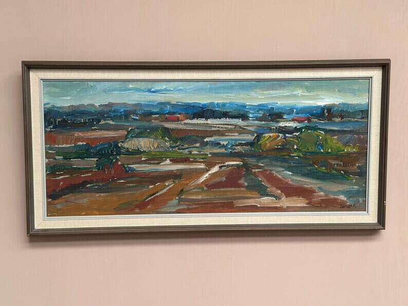 Original Swedish Oil on Canvas – “Landscape” by Jerzy Luczak‑Szewczyk (1923–1975)