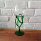 Vintage Emerald Green Jellyfish Blown Glass Bowl on Foot