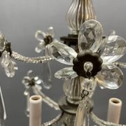 Chandelier en bronze avec fleurs en perles de cristal des années 1950