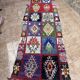 Vintage Boucherouite hallway rug: handwoven Berber rug.