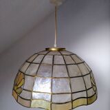 Mother-of-pearl and brass pendant light