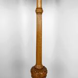 Important Art Deco carved oak floor lamp, France, circa 1920