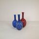Blue and red peacock vases Midcentury Sven Erik Skawonius Upsala Ekeby, 1950s