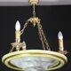 Masterpiece Art Deco design white alabaster chandelier circular wooden fram