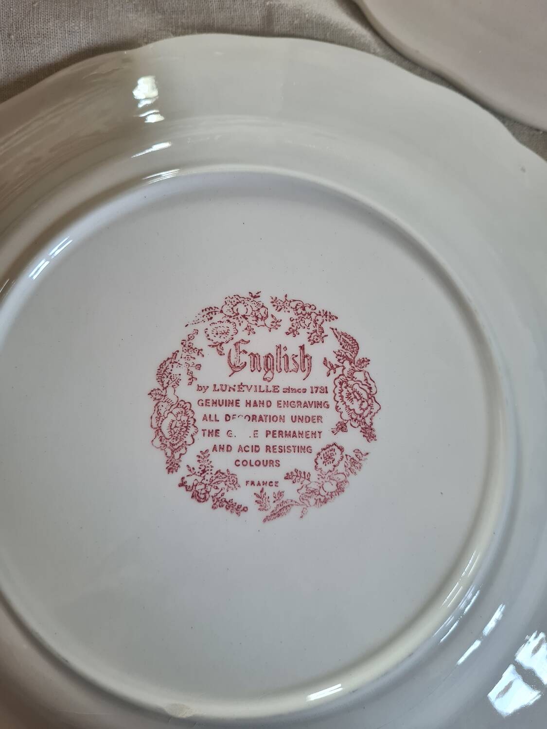 Lunéville blue English dinner plates