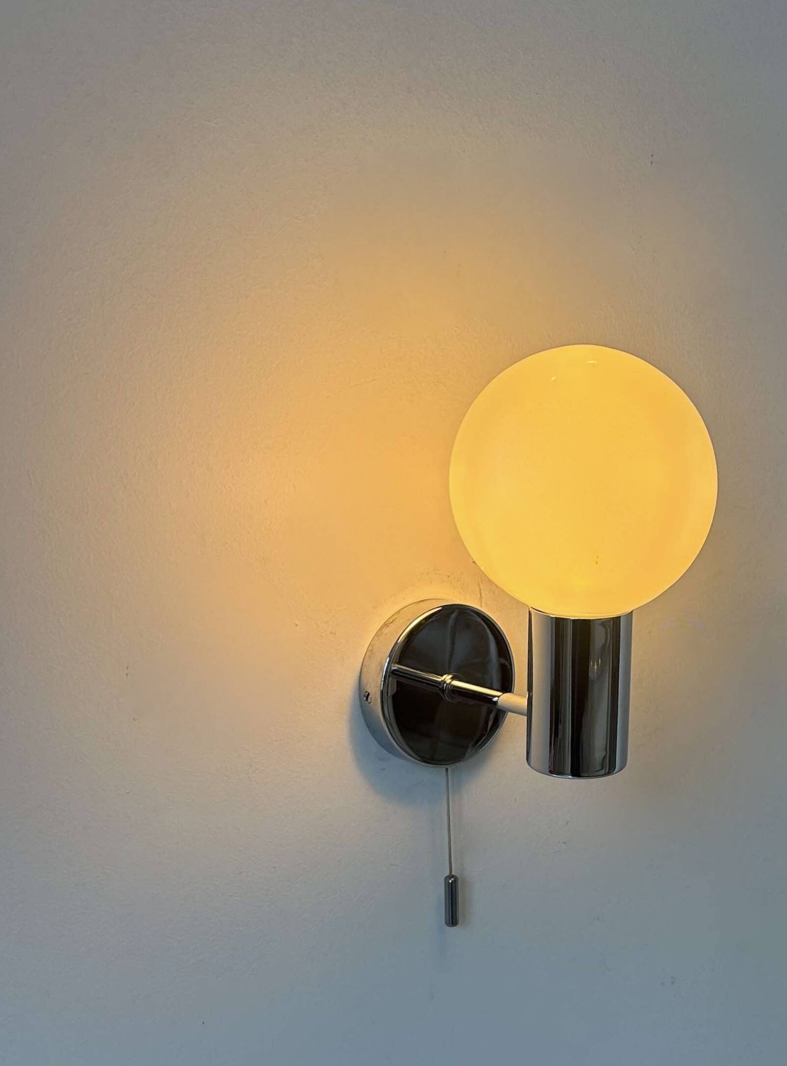 Pair of vintage wall lights, chrome and glass, Germany 1970