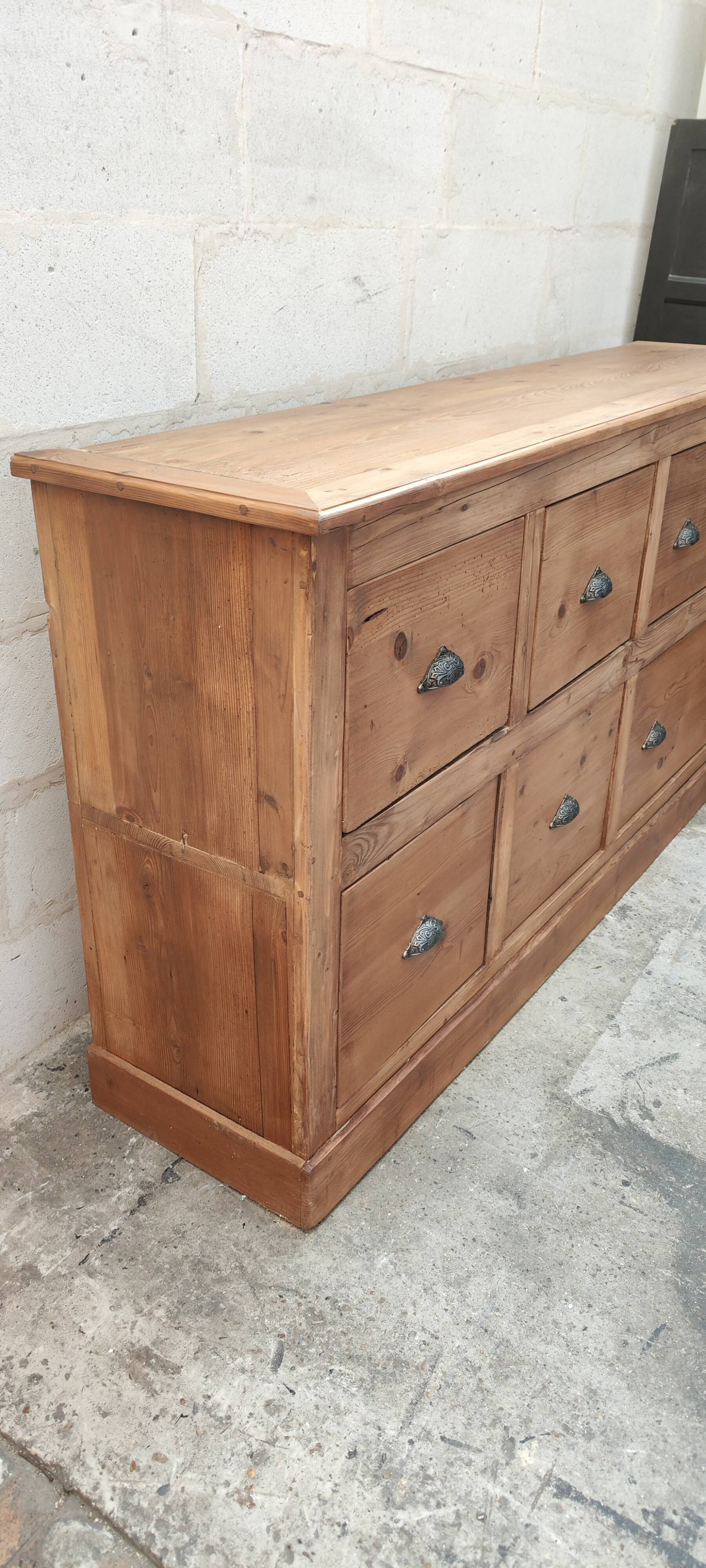 Old trade furniture with six solid pine drawers