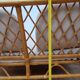 Vintage two-seater natural rattan sofa with cotton cushions, 140 cm