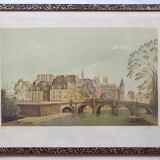 Tableau lithographie les quais de seine à Paris signé alexis Mori.