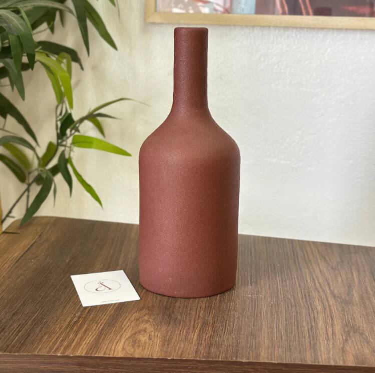 Iridescent brown bottle vase