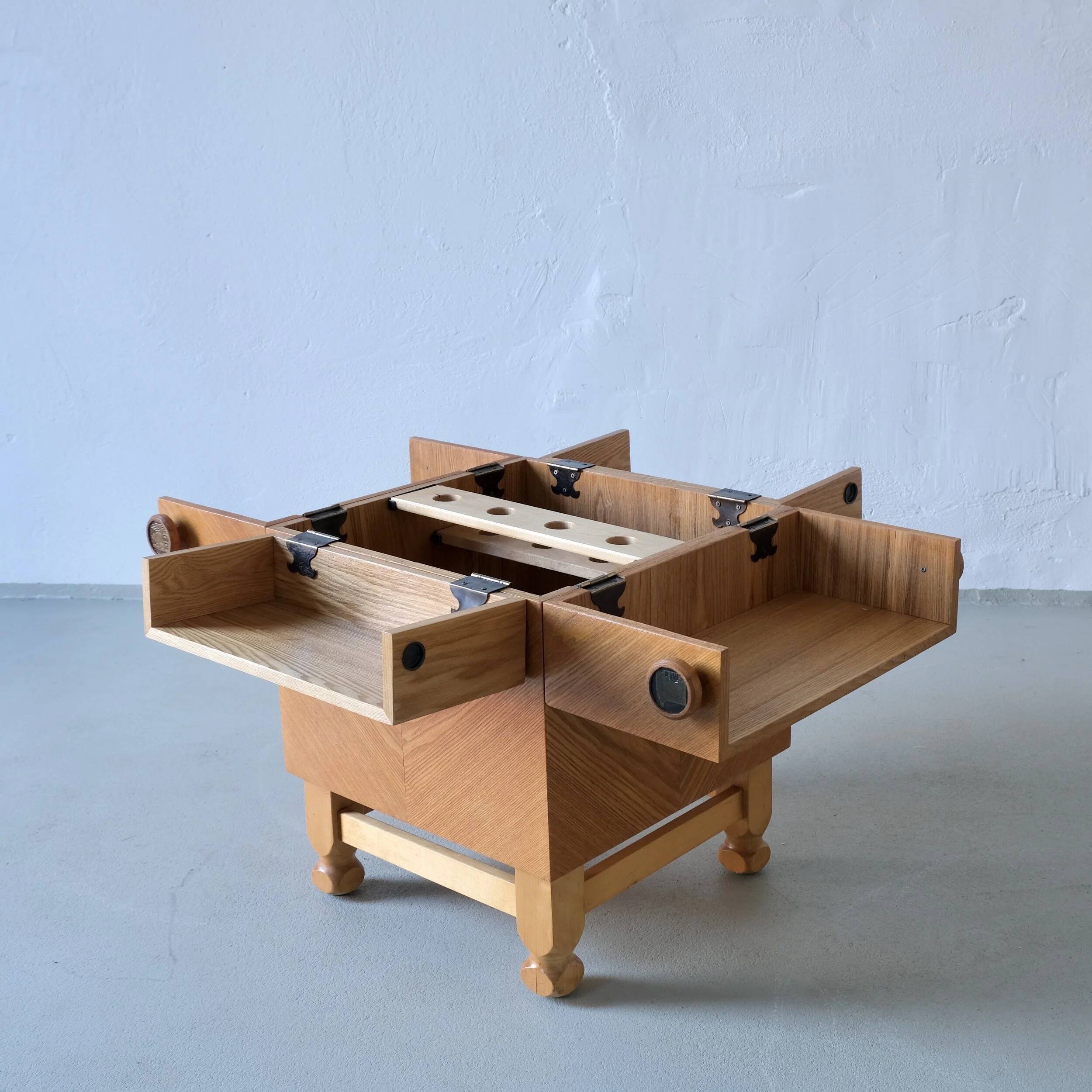 Mid-century oak bar cabinet side table, 1960s