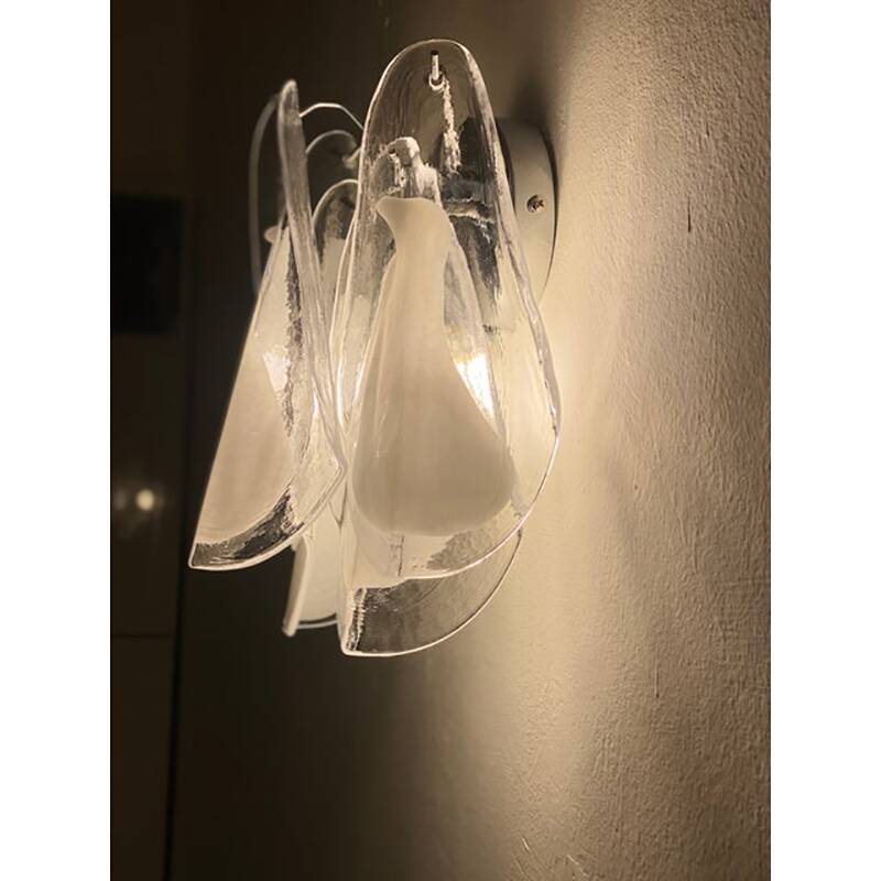 Set of Two "Rondini" Murano Glass Wall Sconces in Mazzega Style