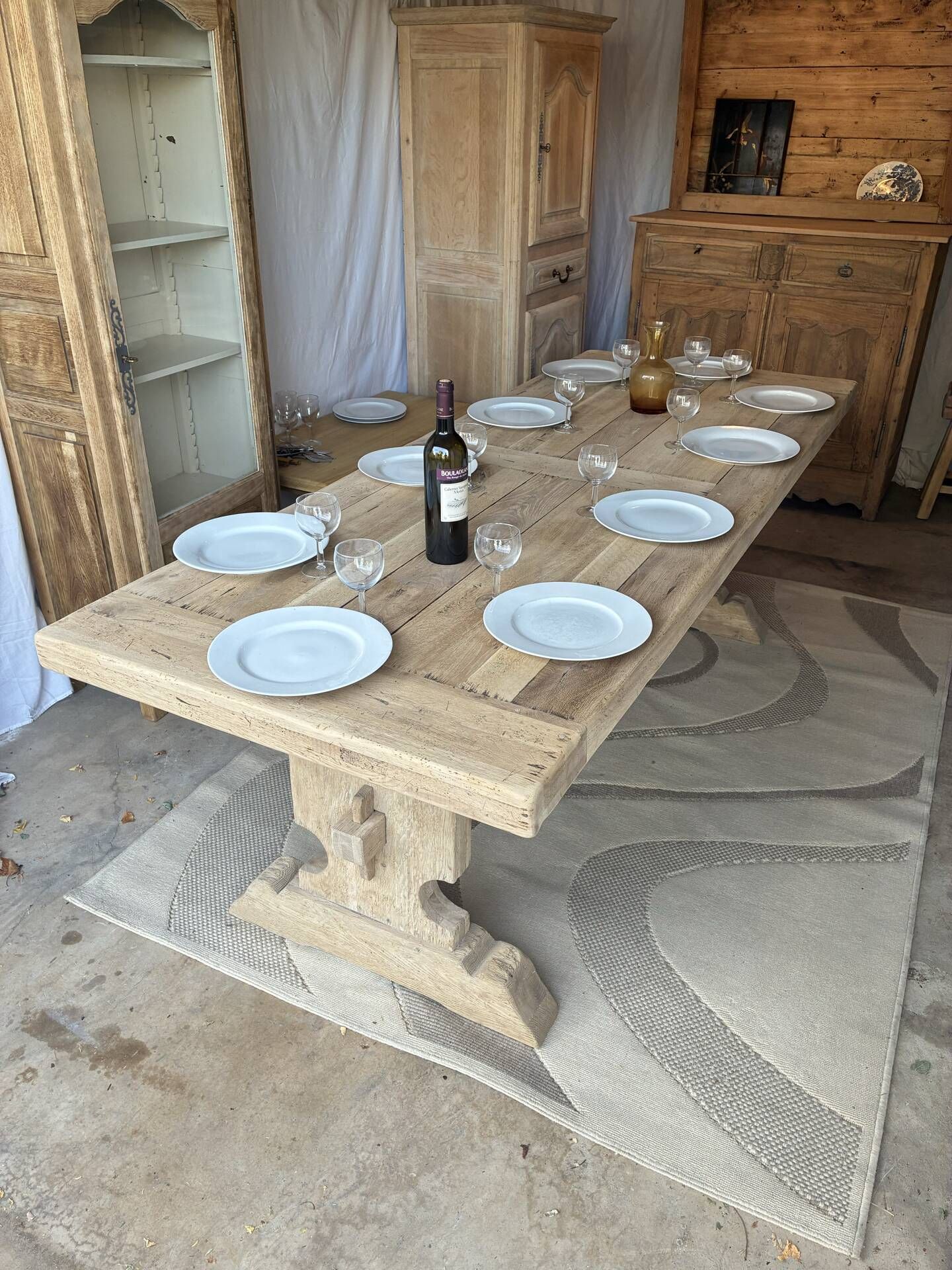 Monastery table with extensions in solid oak