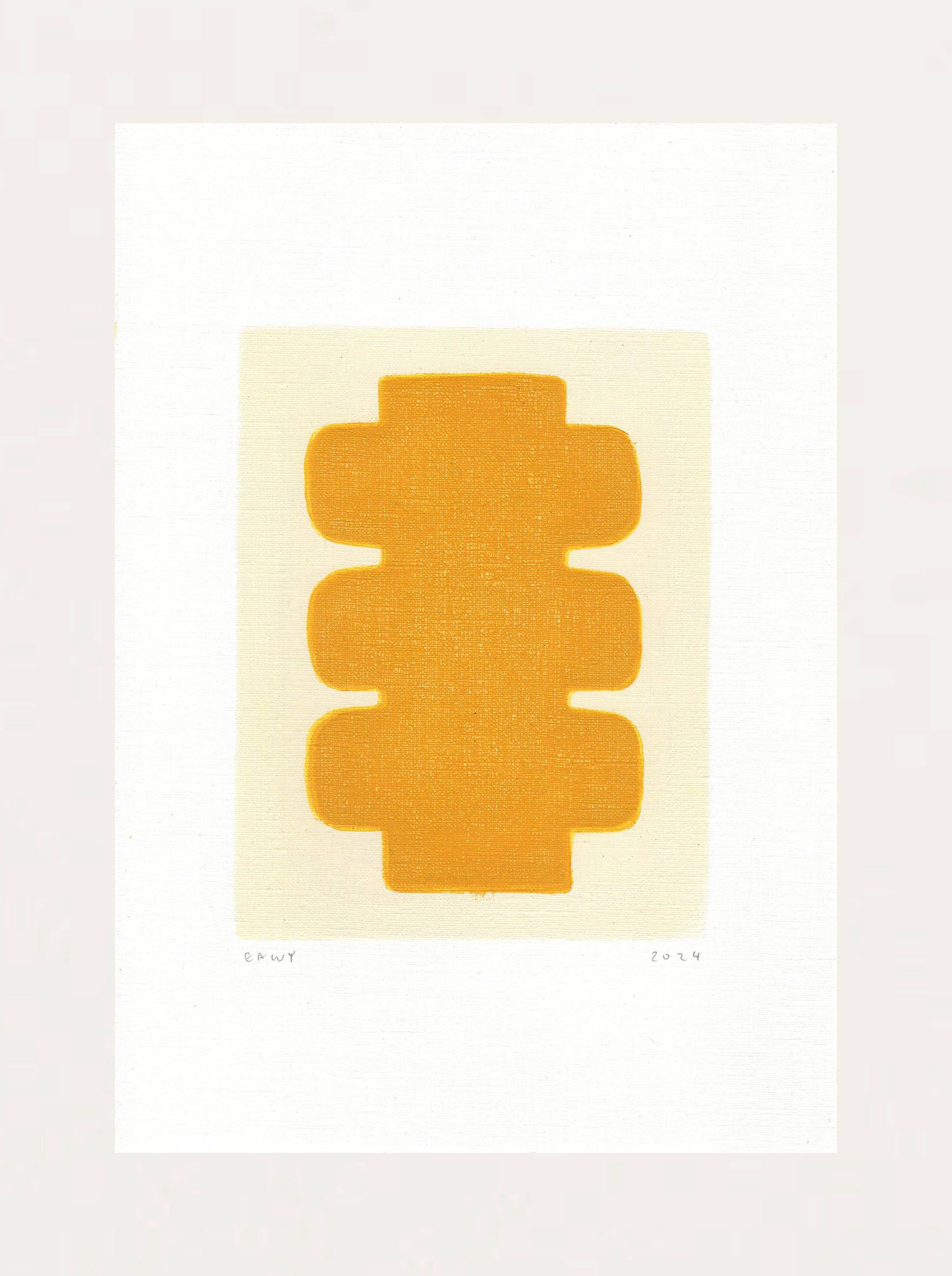 Four paintings - golden yellow - signed Eawy