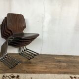 Series of 5 retro vintage stackable chairs flototto pagholz by adam stegner 1960 1970