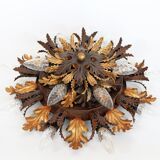 Italian mid-century florentine flush mount lamp in bi-color, 1950s