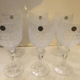Set of six bohemian crystal wine glasses