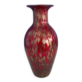 Burgundy and gold opaline glass vase
