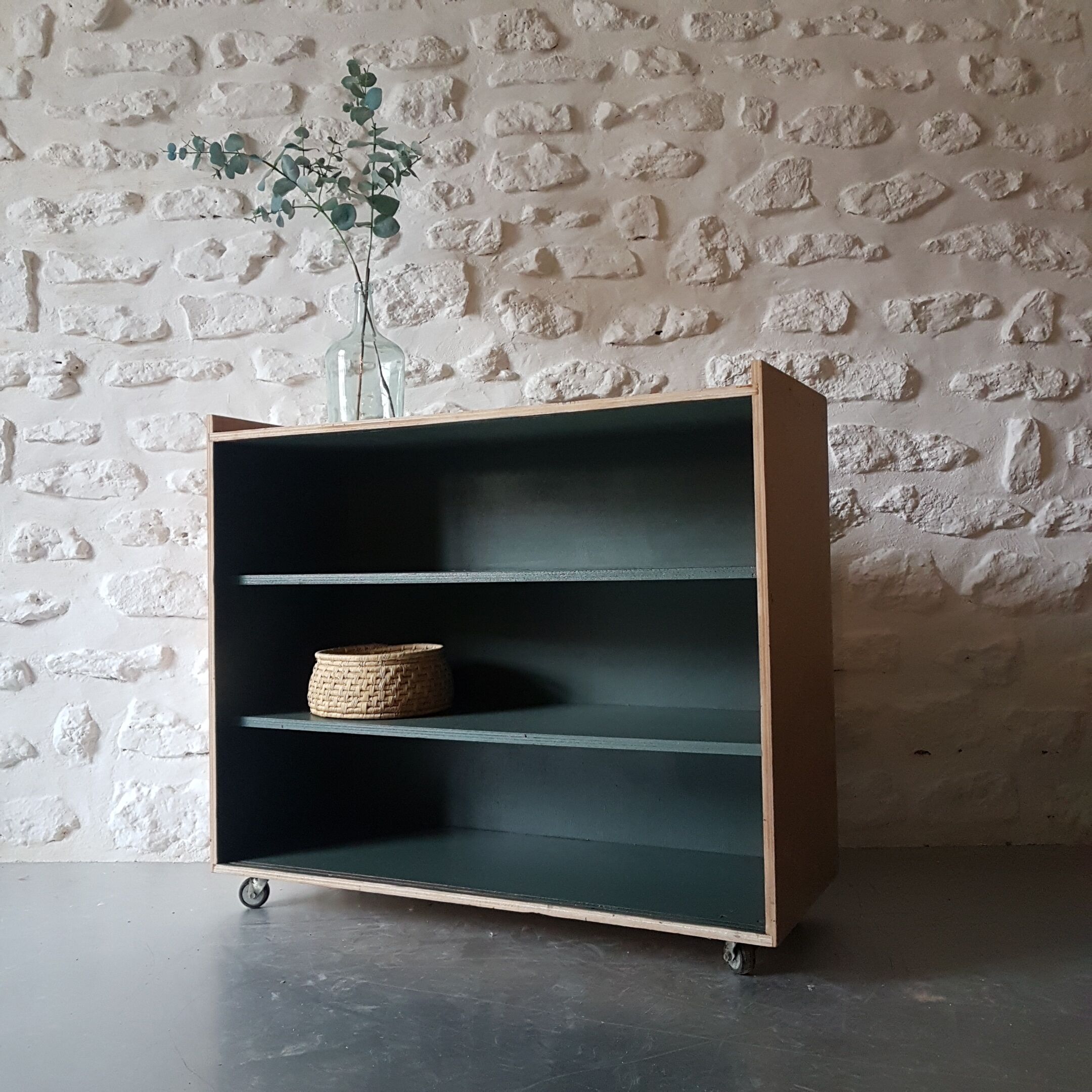 Bookcase on wheels vintage