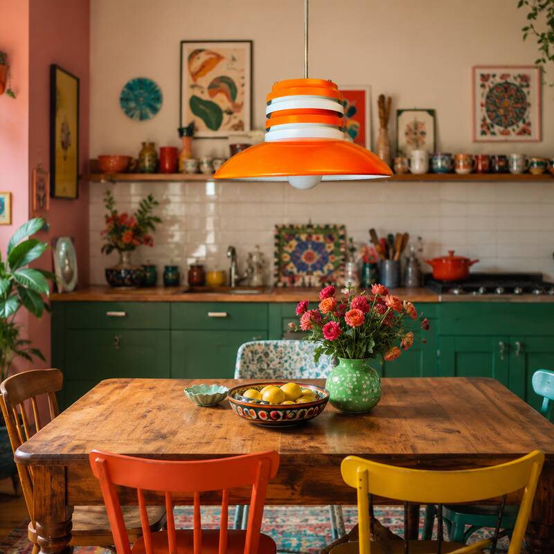 Large orange Space Age dining light