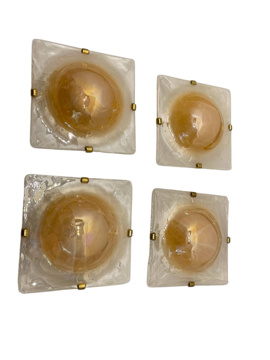 Ensemble de 4 appliques en verre de Murano des années 1980