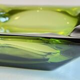 Geometric Glass Ashtray Vintage Green