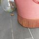 Pink velvet toad armchair with fringes