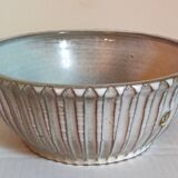 Vintage fluted enameled earthenware potter's salad bowl