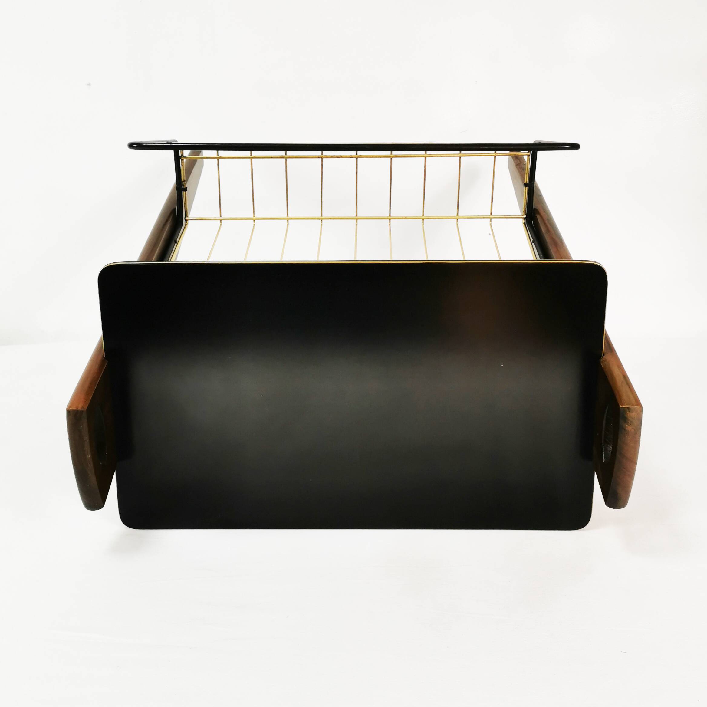 Modernist side table with newspaper rack, Ilse Mobel, Germany, 1960s.