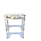 Petite table d'appoint blanche en bois, design hongrois des années 1960, tiroir et étagères