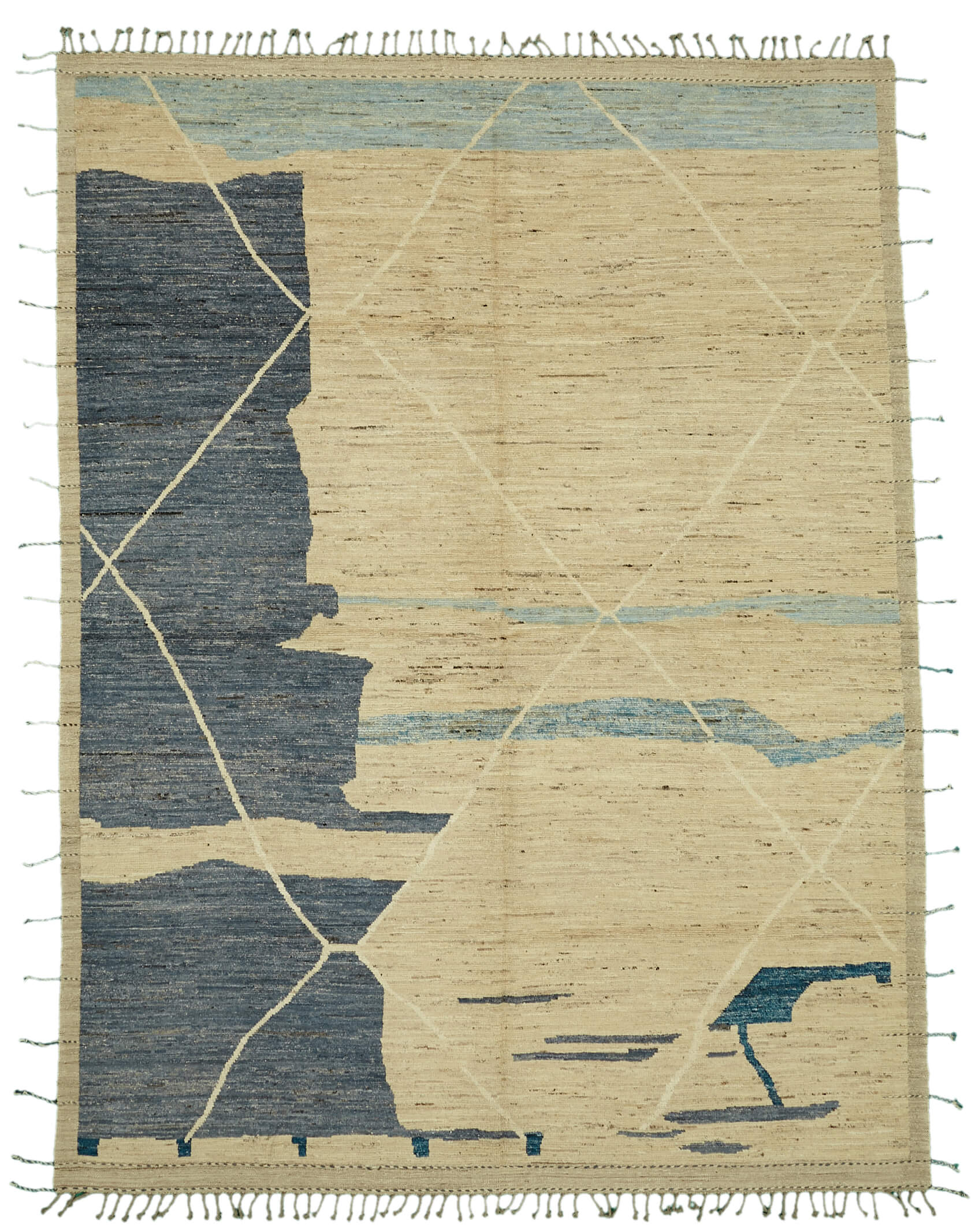 Handwoven Turkish Rustic 280 cm x 374 cm Beige Wool Carpet
