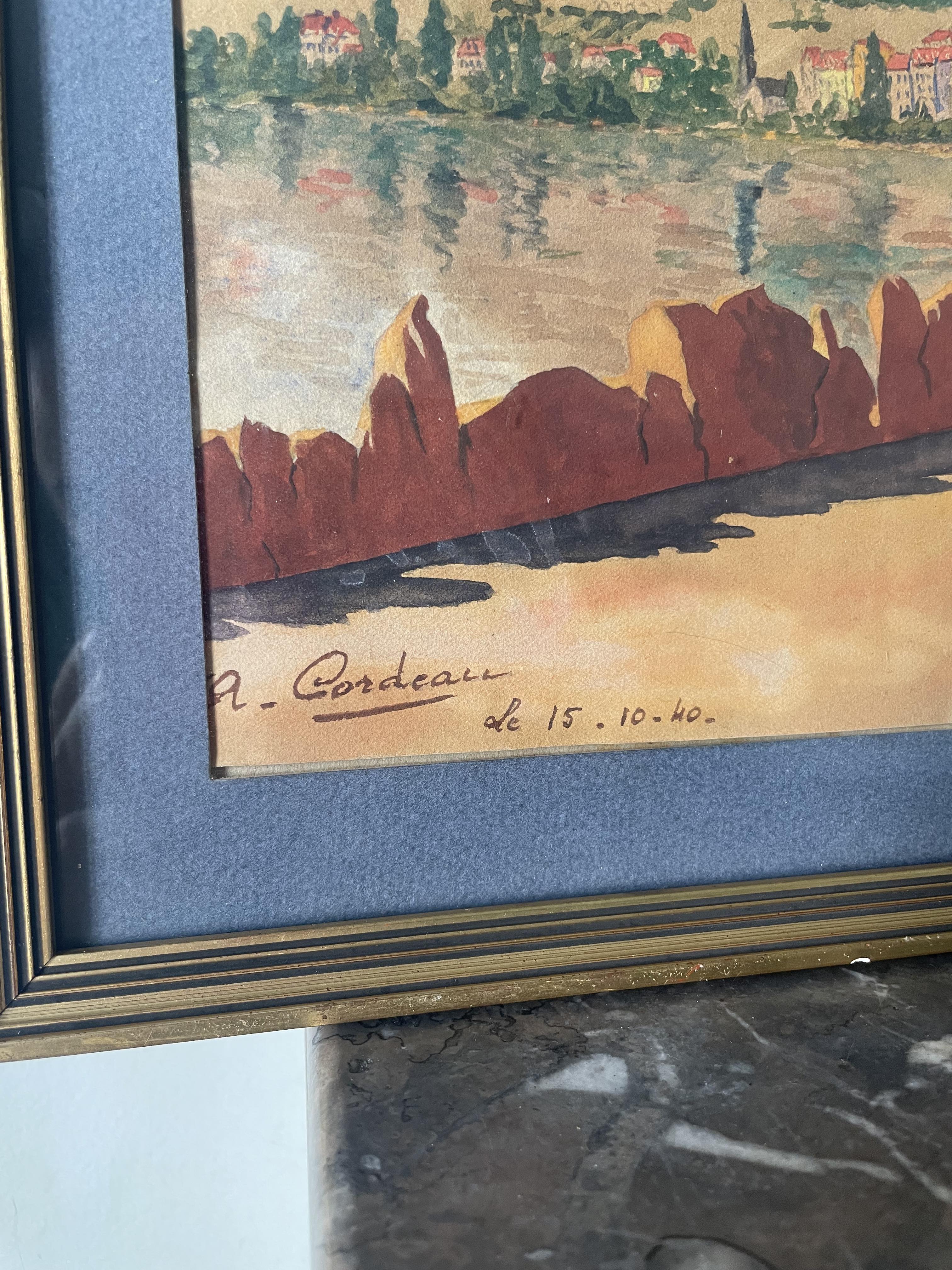 A.Cordeau "Walk around the lake" watercolor