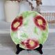 Vintage slip dessert plate – Burgundy flowers
