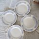 4 assiettes creuses vintage blanches liseré bleu