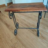 Half-Moon Console and Stool in Rosewood and Wrought Iron
