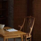 Danish high-back armchair in solid oak with leather cushion, mid-century, 1950s.