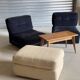 Pouf / Ottoman - Large pouf in textured beige fabric