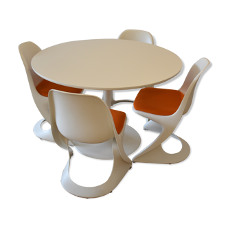 Table et chaises par Alexander Begge pour Casala, années 1970