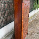 Weekly / chiffonnier, chest of drawers with 8 drawers in marquetry, marble top.
