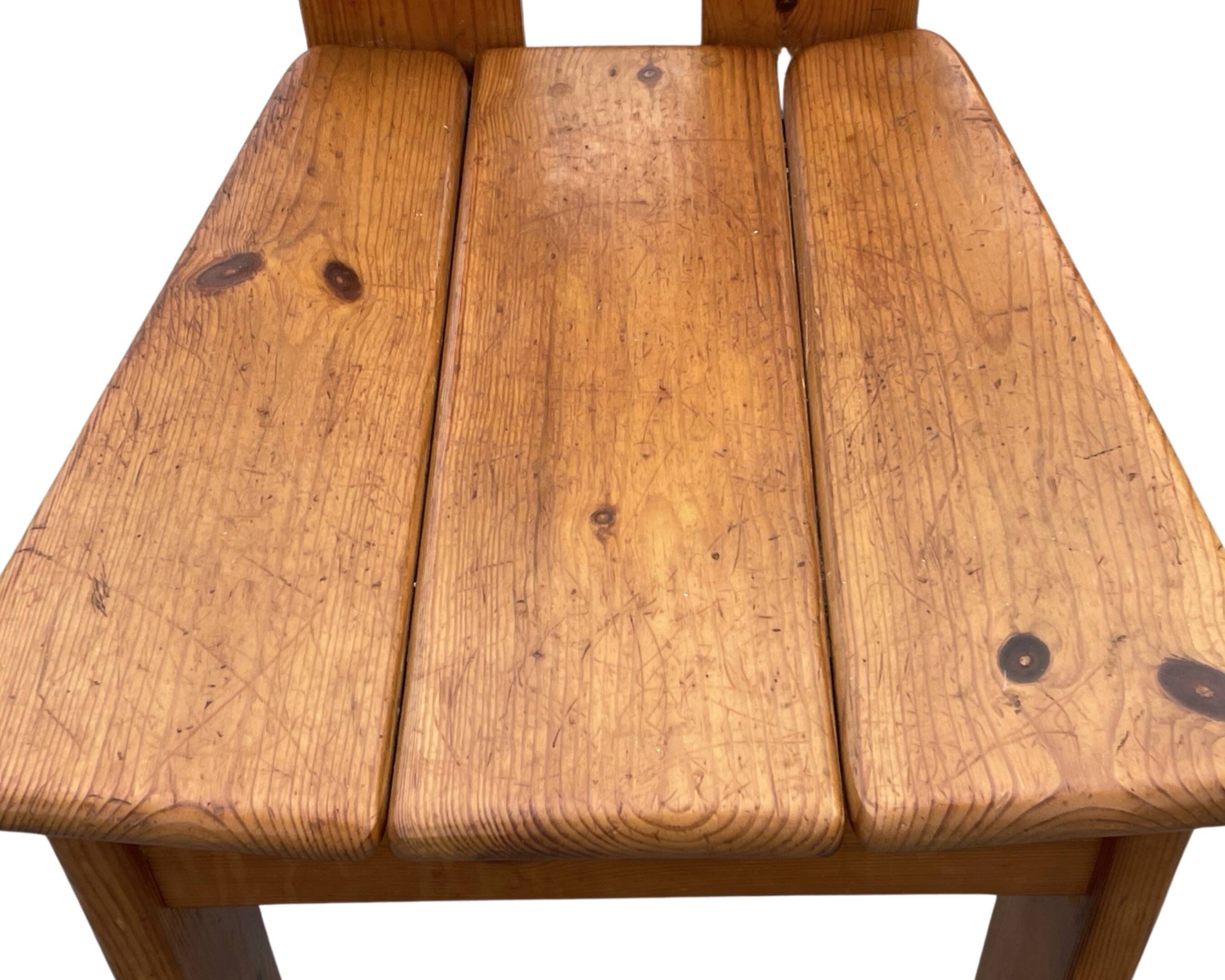 Vintage Brutalist Pine Chair 1970s Minimalist Wood Design