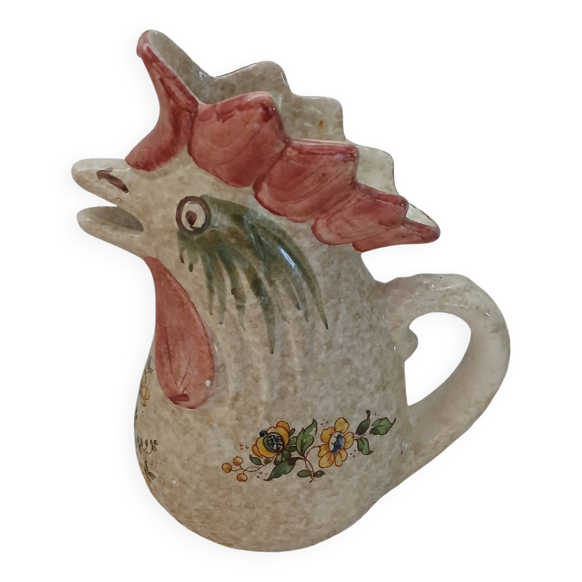 Jug / antique hand-painted rooster