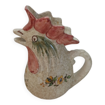 Pichet coq ancien peint à la main