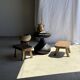 Tabouret d'appoint en teck massif rectangulaire arrondi wabi-s