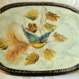 Soupière légumier avec plat anciens porcelaine barbotine H.Becquet quarqueron