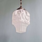 Art Deco suspension in frosted pressed moulded glass, 1920s-30s.
