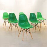 Lot de 6 chaises DSW/DSX Kelly/Caldmium Green de Charles et Ray Eames