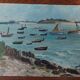 Oil painting on seaside marine cardboard