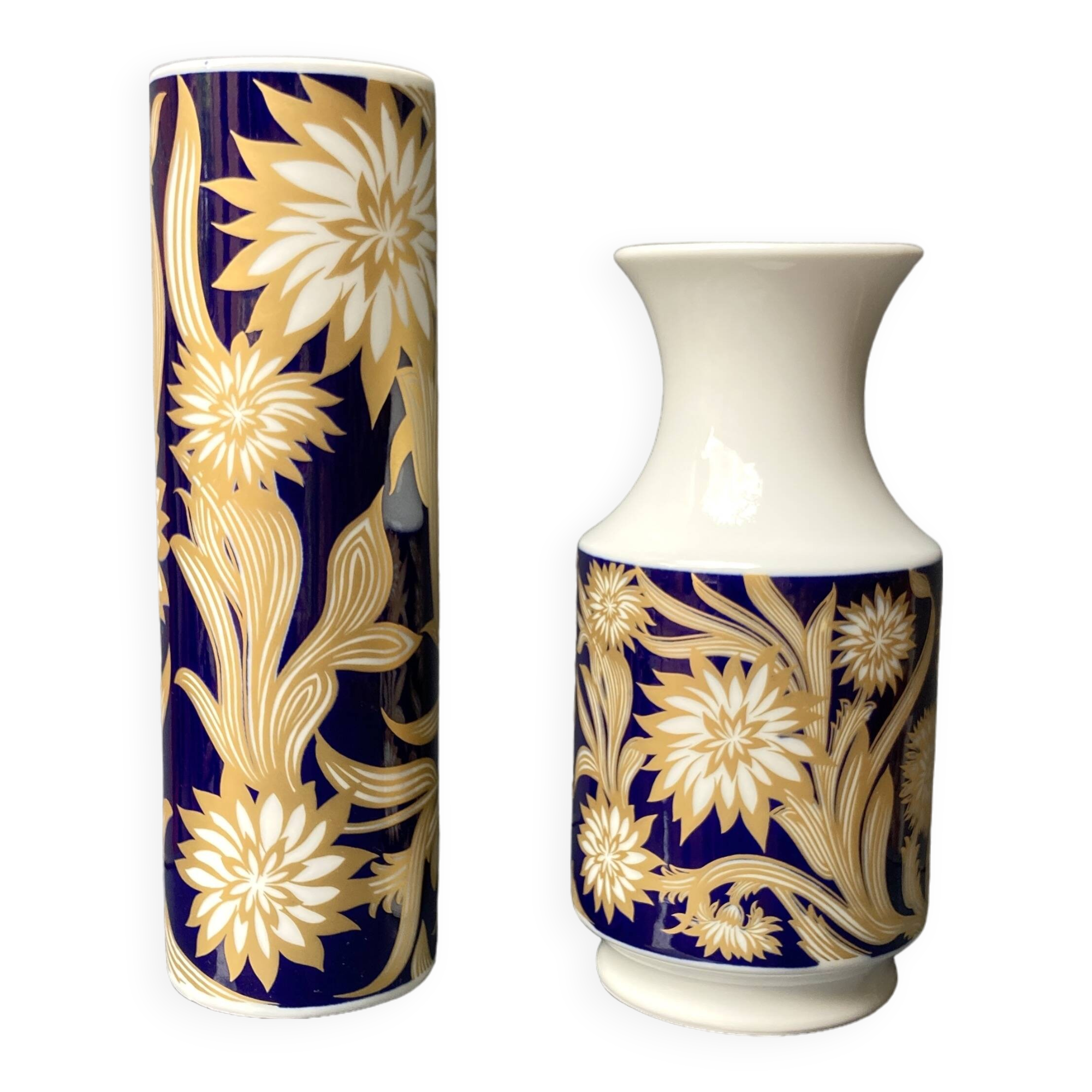 2 Royal Bavarian porcelain vases - KPM - Echt Cobalt