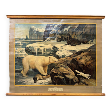Affiche scolaire en lin vintage – Au milieu de la neige et de la glace